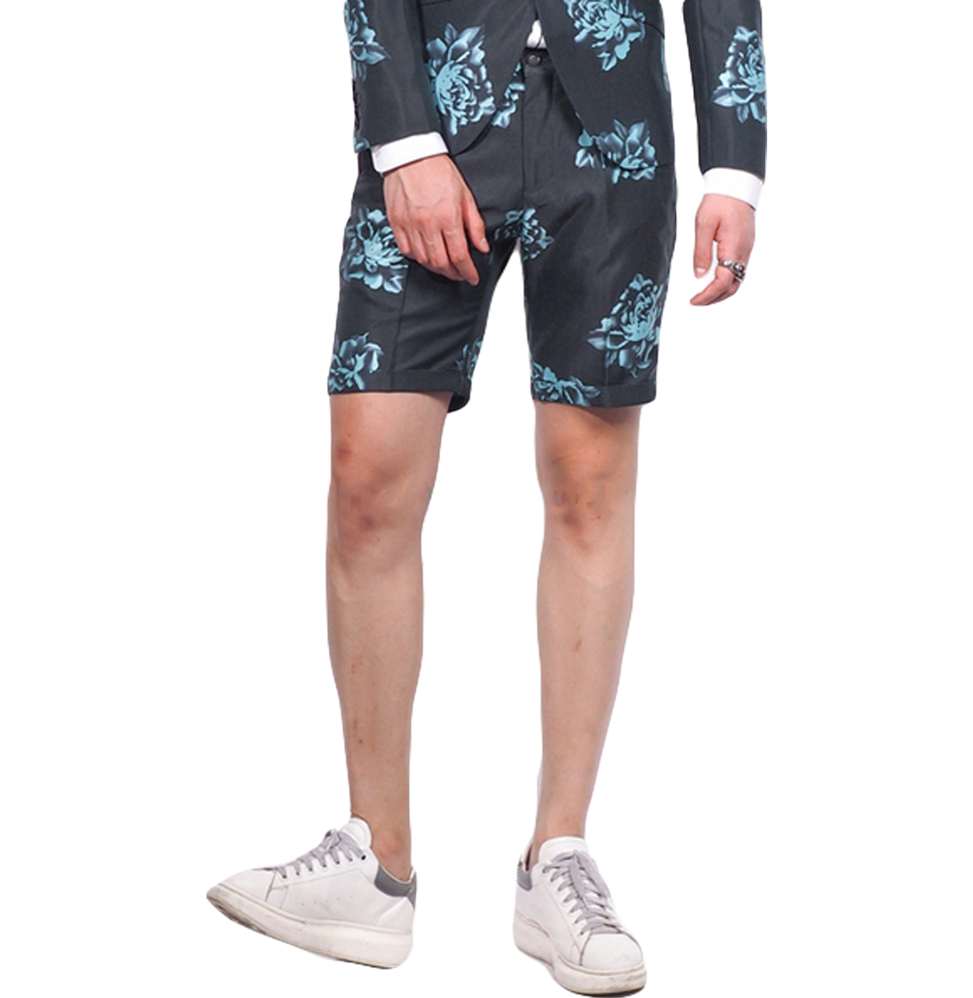 Fashionable Navy Blue Bright Floral Shorts